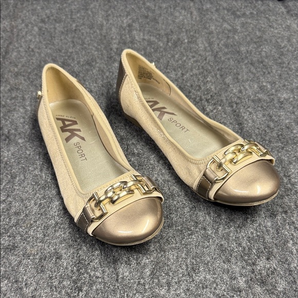 Anne Klein Shoes - Anne Klein Cream Flats with Gold Chain Detail